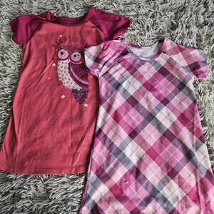 Wonder Nation Girls' XS (4-5) Short Sleeve Dress Set - Owl and Plaid
